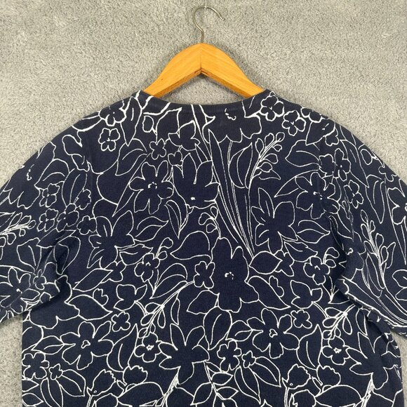 Croft & Barrow Floral Print Top Women's Plus 1X Blue White 3/4 Sleeve Blouse - Picture 4 of 12